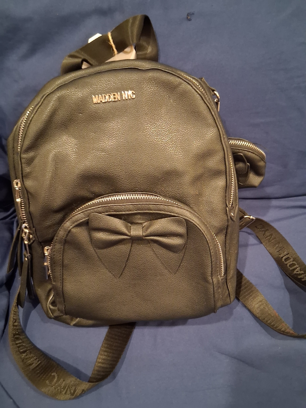 Madden NYC Black Mini Backpack with Bow Accent